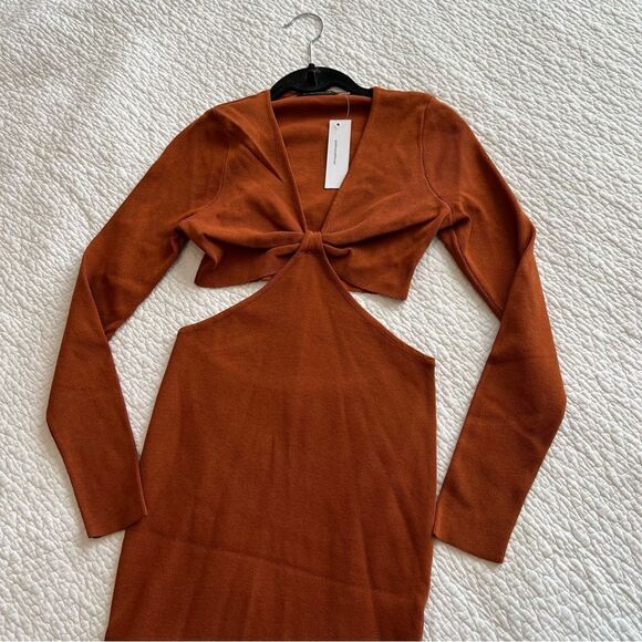 ✨ Good Time USA Brown Long Sleeve Cutout Dress Medium NWT - Picture 1 of 10